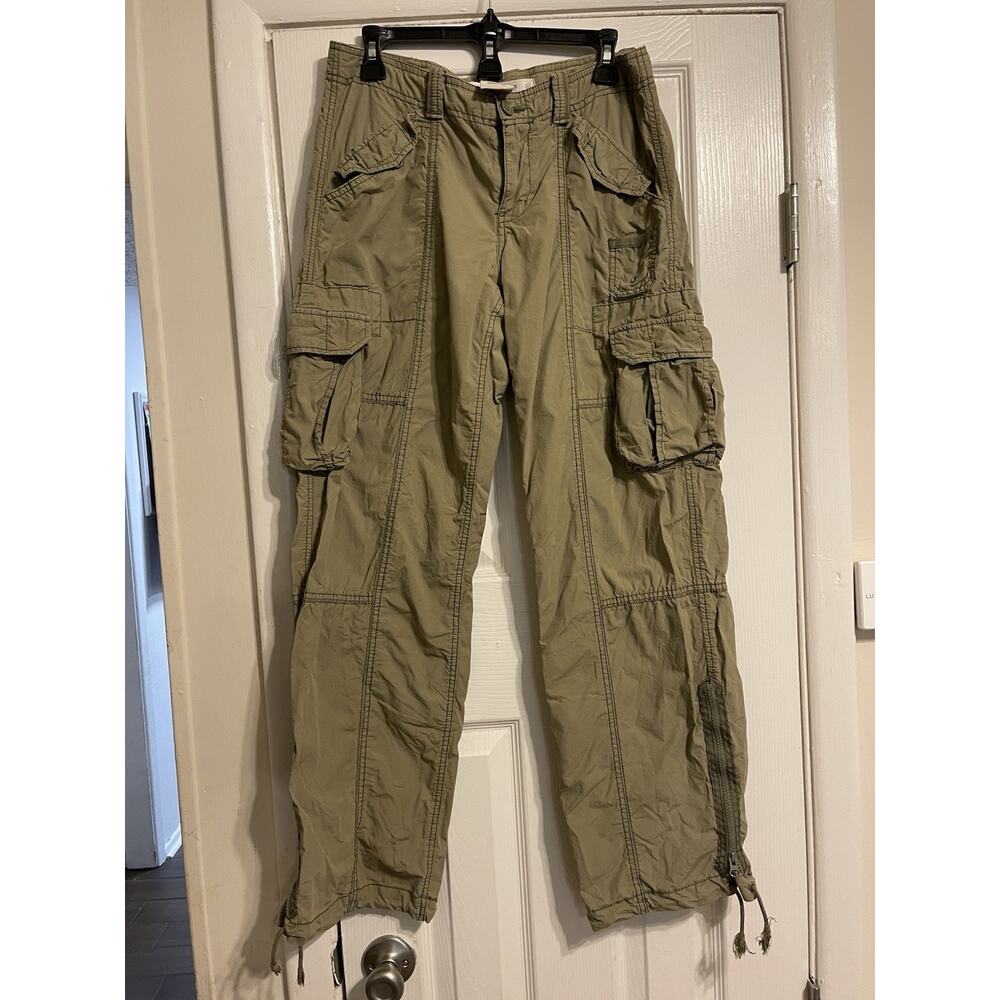 Vtg Y2K Gap Cotton Tan Cargo Baggy Pockets Zip Skater Paratrooper Pants 8 - Picture 2 of 7